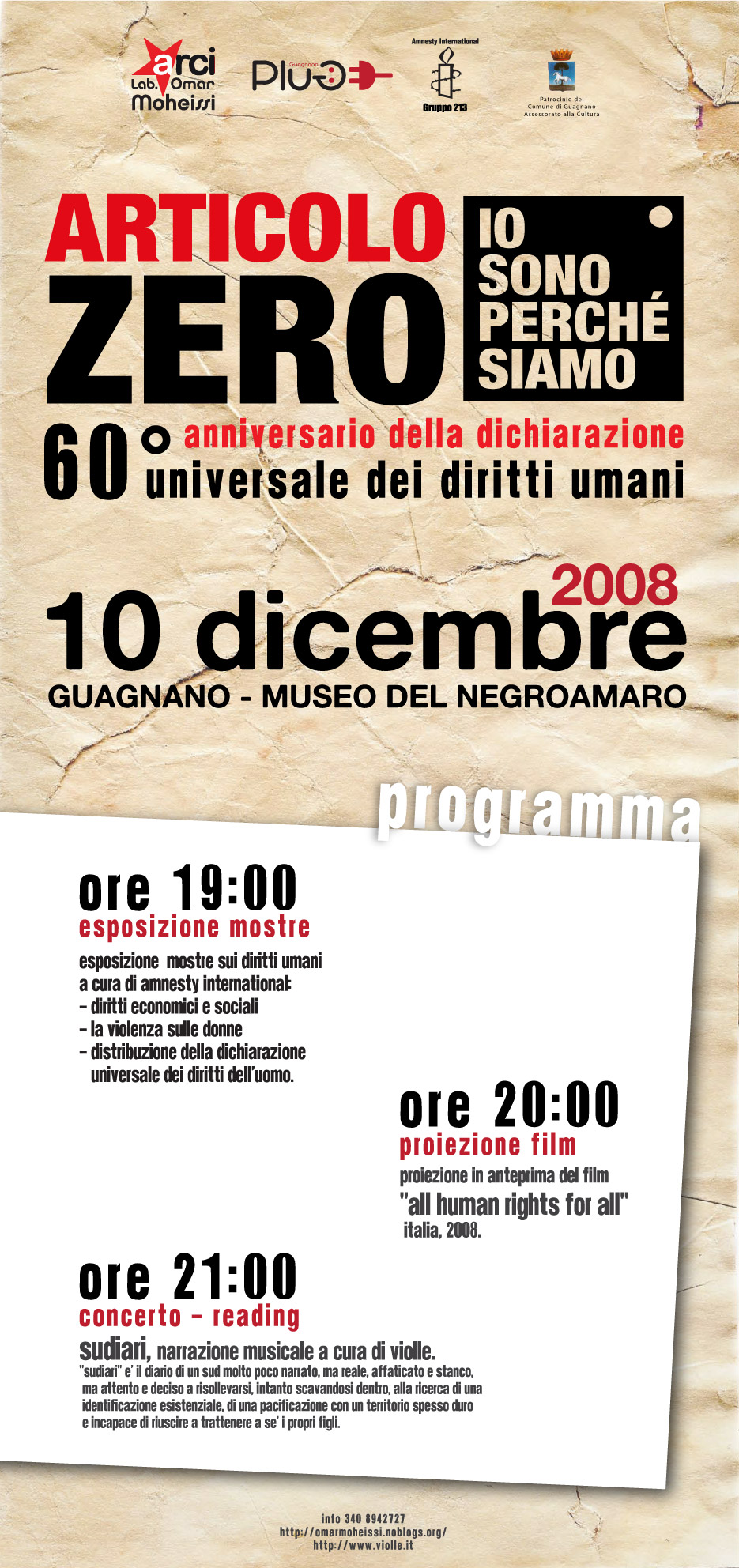 10 dicembre 08: 60 anniversatio della dichiarazione dei diritti umani